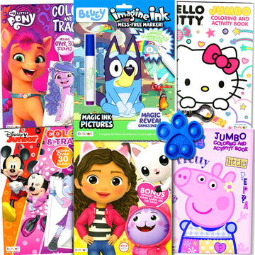 Bundle of 6 Coloring Activity Books for Boys and Girls Ages 3-6 - Assorted Licensed Bulk Coloring Book Set for Kids Featuring Gabby’s Dollhouse, Peppa