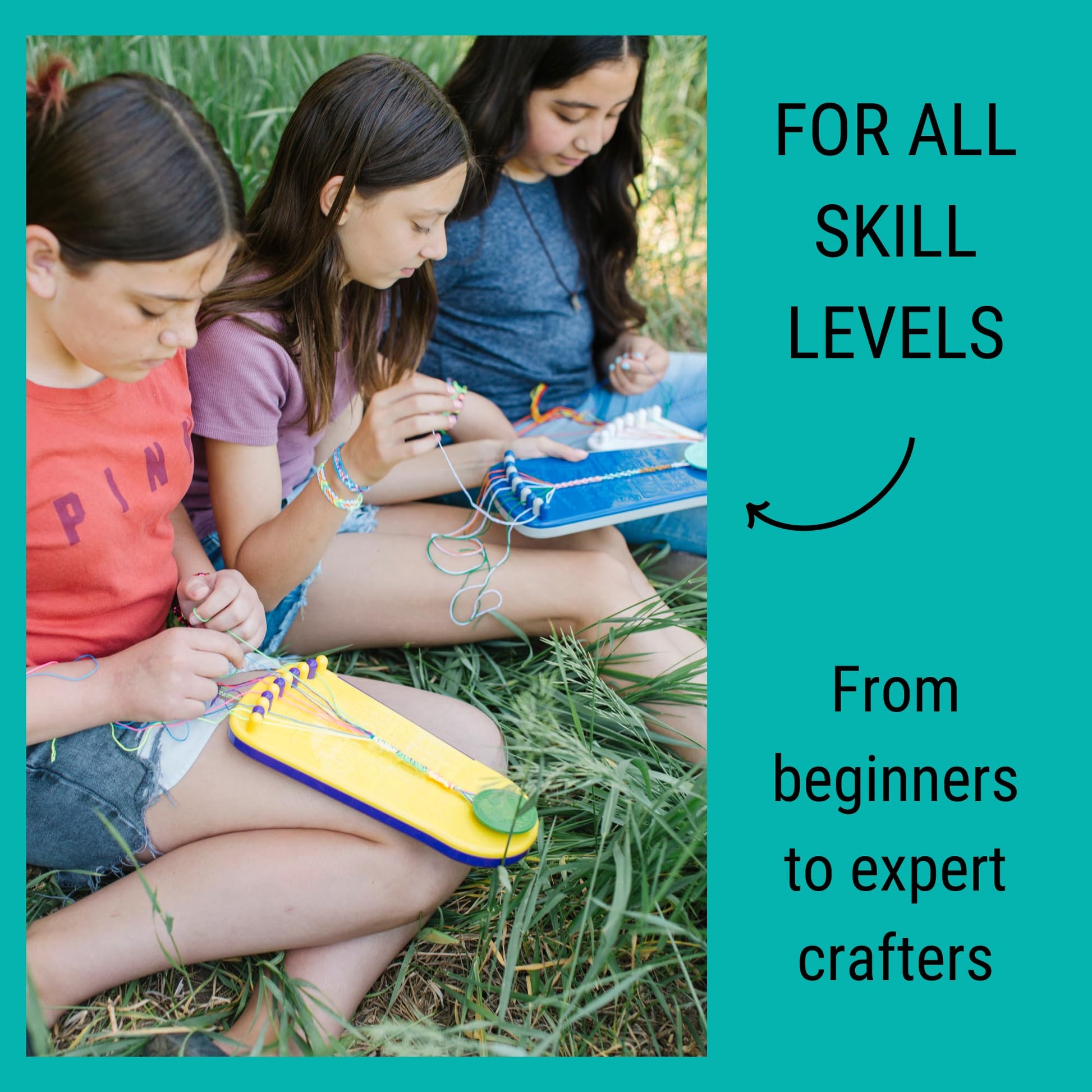 Choose Friendship Bracelet Making Kit - 20 Pre-Cut Threads, Portable Loom with Storage, Makes 8 Bracelets, Craft Gift for Kids Ages 8+, Blush Pink