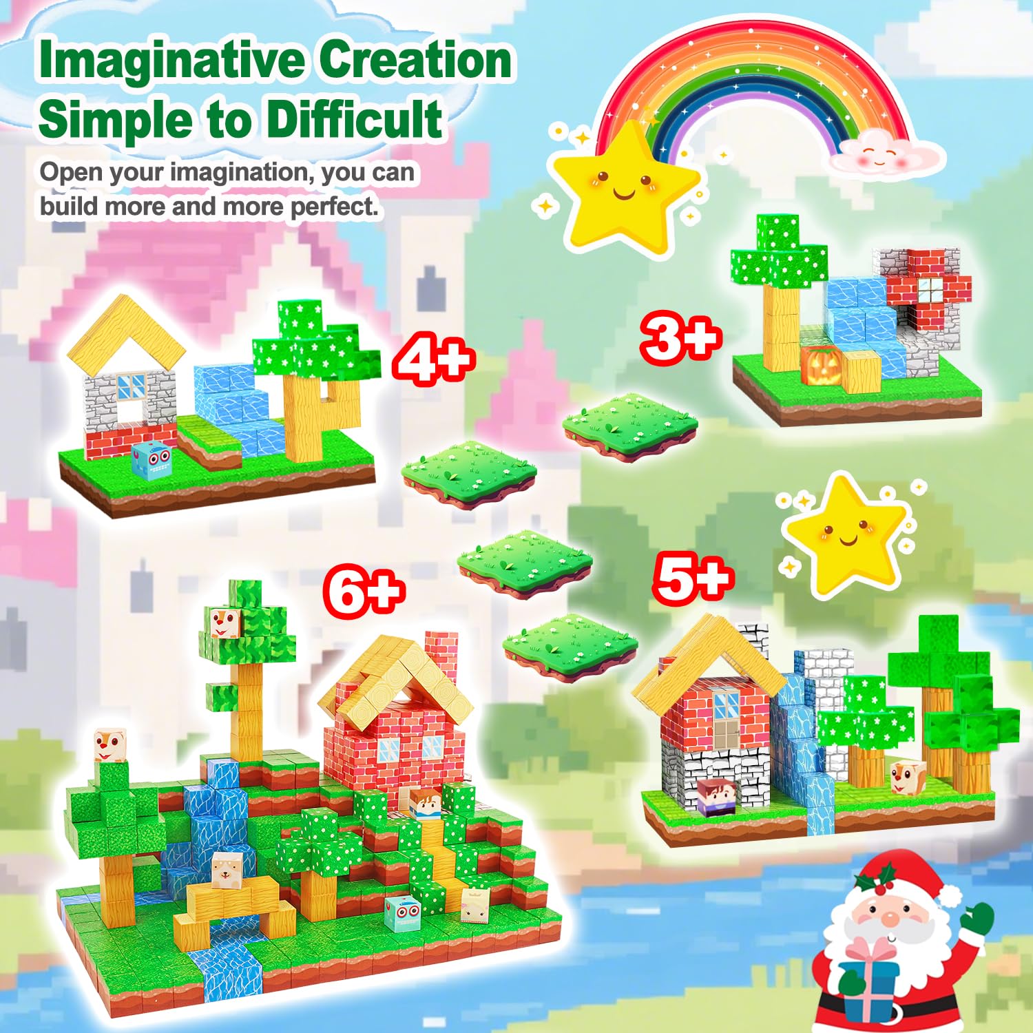 carlle Magnetic Building Blocks 160PCS Magnet Cubes Toys, Build 3D Forest World Set, STEM Montessori Sensory Toys for Kids Boys and Girls Ages 3-5 4-8