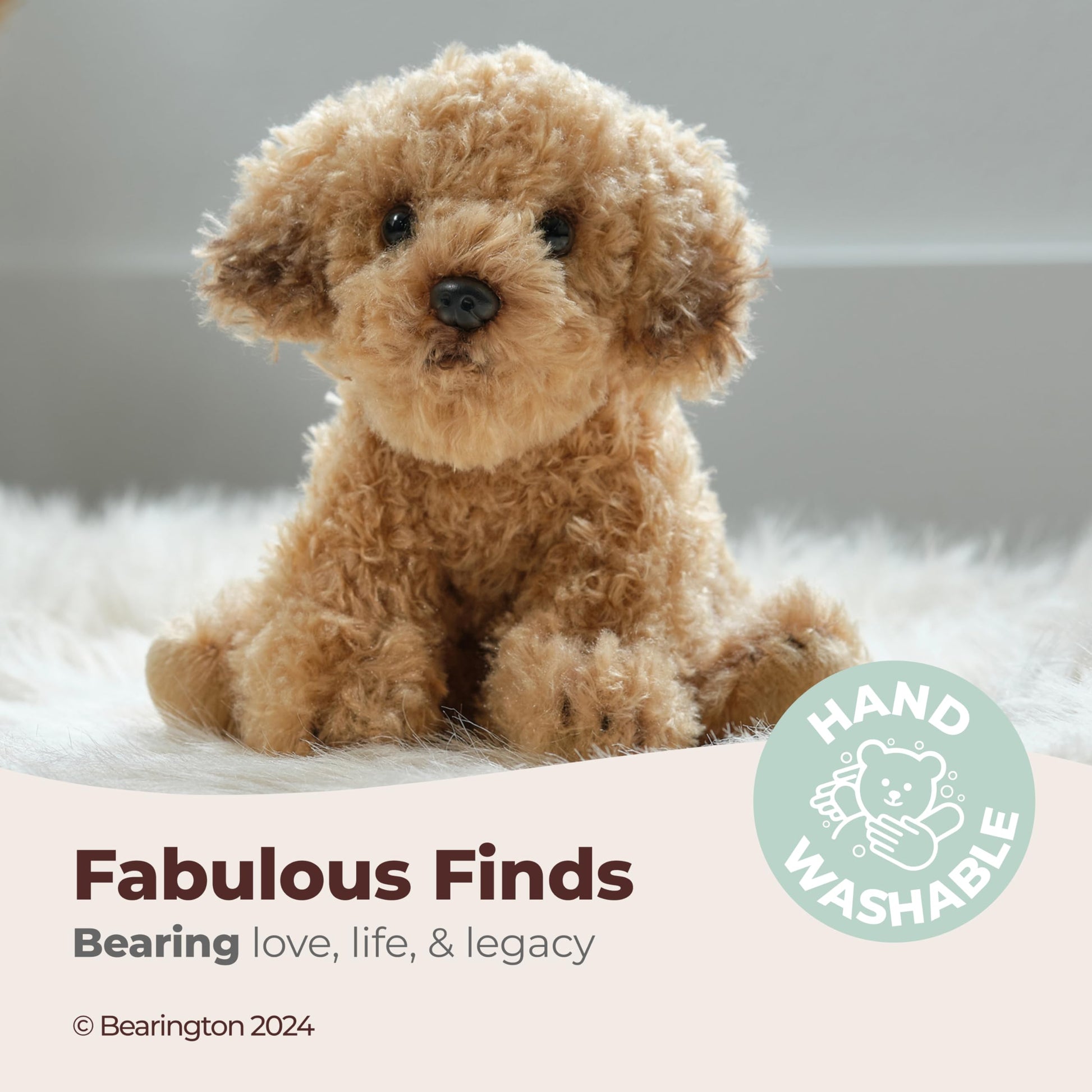 Bearington Dog Stuffed Animal - Puppy Realistic Stuffed Animals - Plush Dog Toys for Kids Goldendoodle Labradoodle Plushies - Caramel 6 Inch