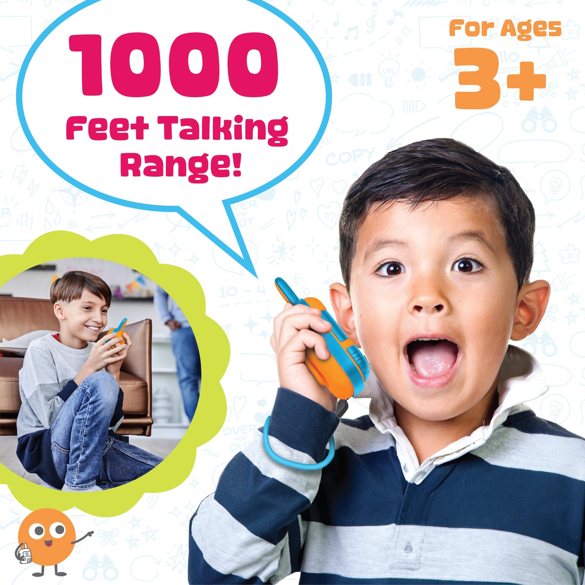 Walkie Talk-Along Scavenger Hunt & Adventure Set - 2 Rugged Walkie Talkies (1,000 ft Range) + 24 Mission Cards - Outdoor Backyard Games for Kids Ages