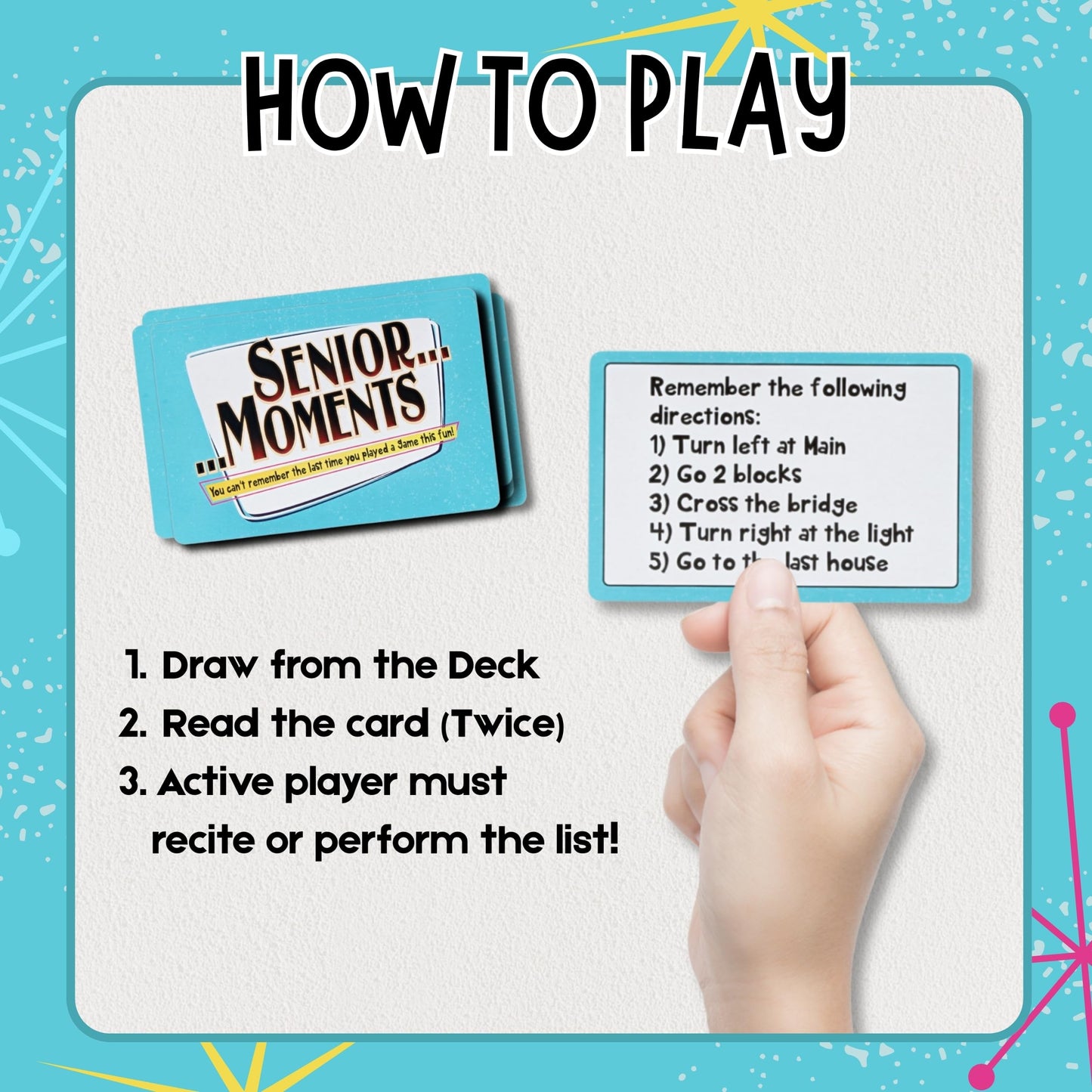TDC Games Senior Moments Travel Edition - Memory Card Game for Adults, Pocket-Size Travel Card Game with 46 Memory Cards and Instructions, Quick Play