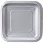 Creative Converting Touch of Color 18 Count Square Paper Lunch Plates, Shimmering Silver