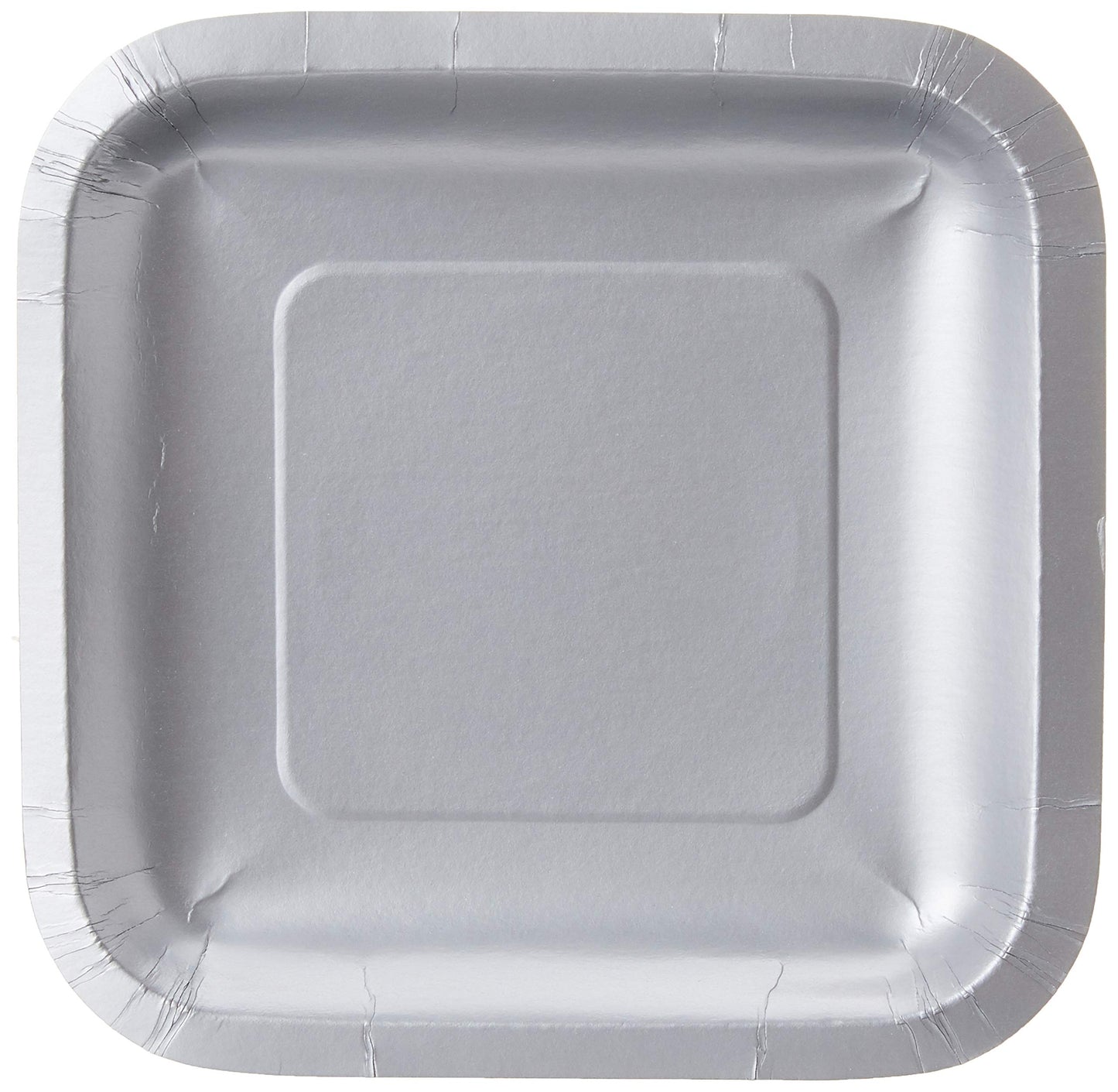Creative Converting Touch of Color 18 Count Square Paper Lunch Plates, Shimmering Silver