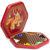 Yellow Mountain Imports Classic Chinese Checkers Halma Board Game Set with Storage, 12.6-inch Wooden Board, and Solid Color 16-Millimeter Glass