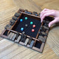 WE Games Shut the Box Wooden Board Game - Classic 4 Player Table Top Math Dice Game, Walnut Stained Wood, 8.5 inch Travel Size, 10 Numbers, for