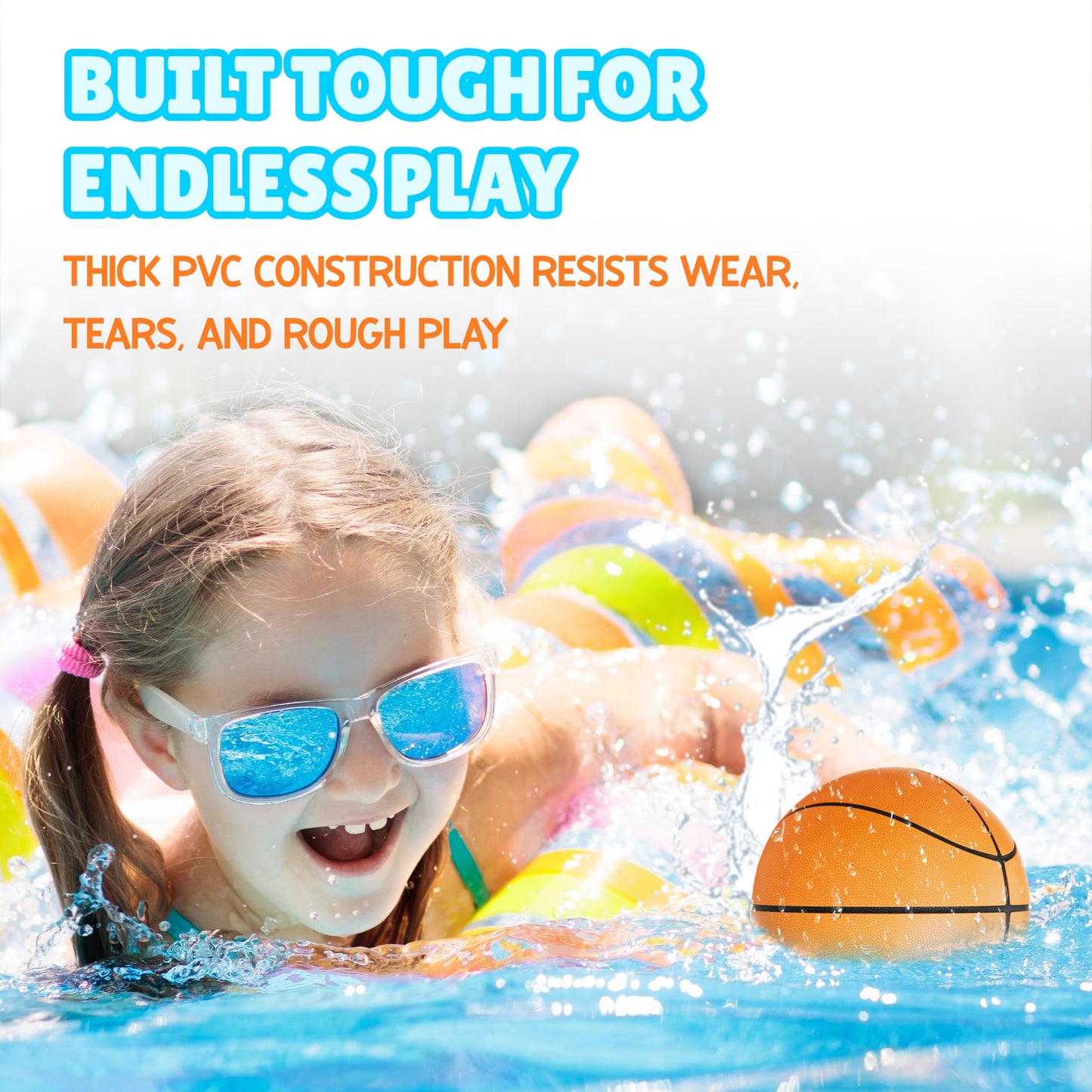 Underwater Pool Basketball, Water-Filled Ball with Textured Grip, 6.5 in