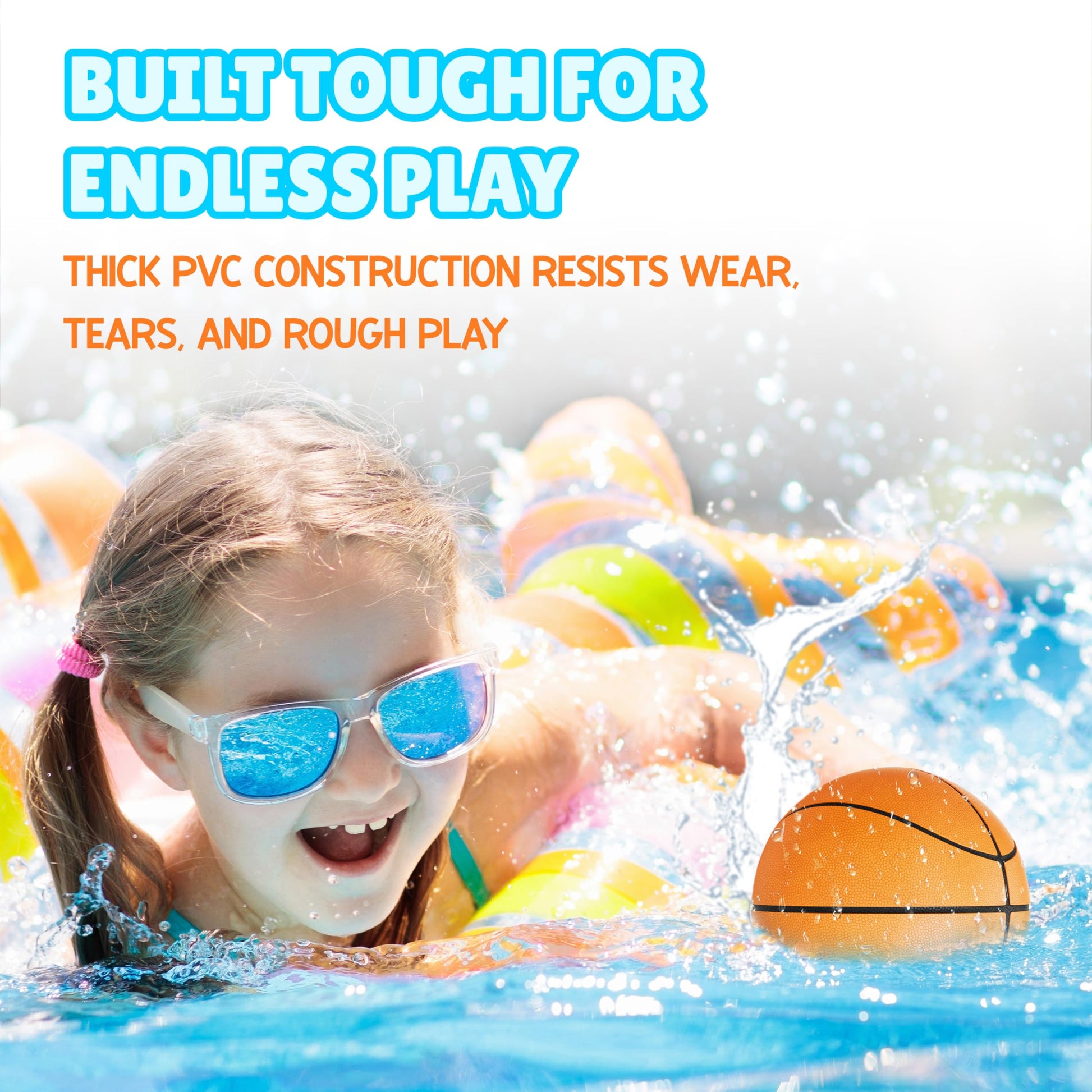 Underwater Pool Basketball, Water-Filled Ball with Textured Grip, 6.5 in