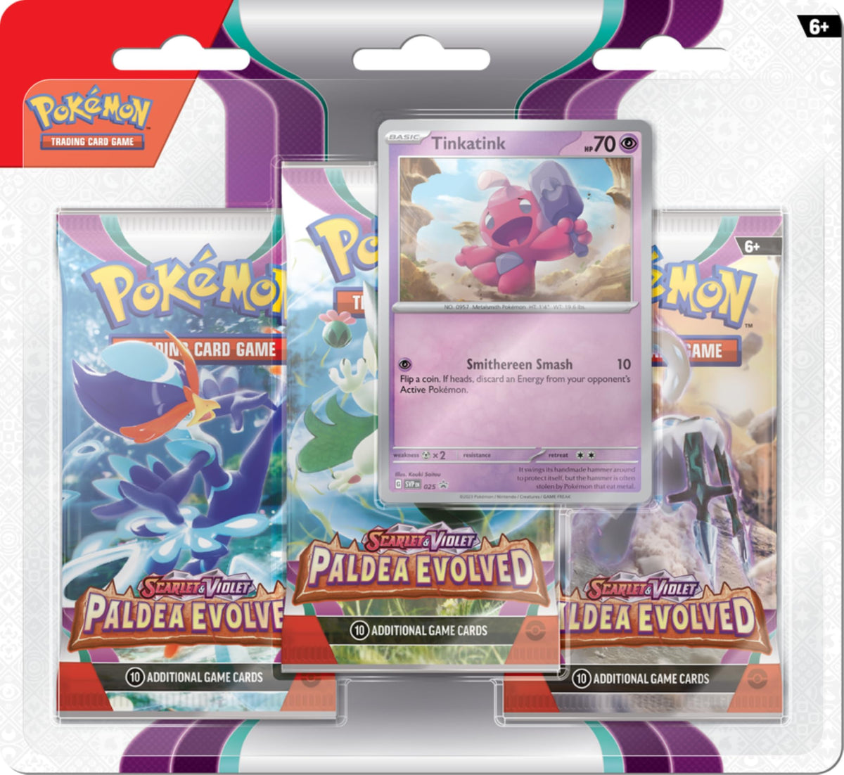 Pokemon TCG: Pokemon Scarlet & Violet SV02 Paldea Evolved 3 Pack Blister - Tinkatink