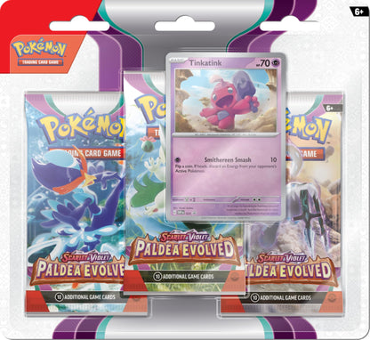 Pokemon TCG: Pokemon Scarlet & Violet SV02 Paldea Evolved 3 Pack Blister - Tinkatink