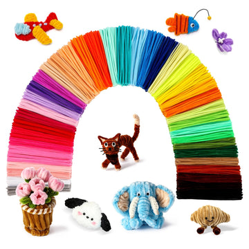 Pipe Cleaners Craft Bulk, 1800 PCS 60 Mix-Colors Chenille Stems, Colorful Fuzzy Pipe Cleaners for Arts & Crafts Supplies, Limpia Pipas for Creative