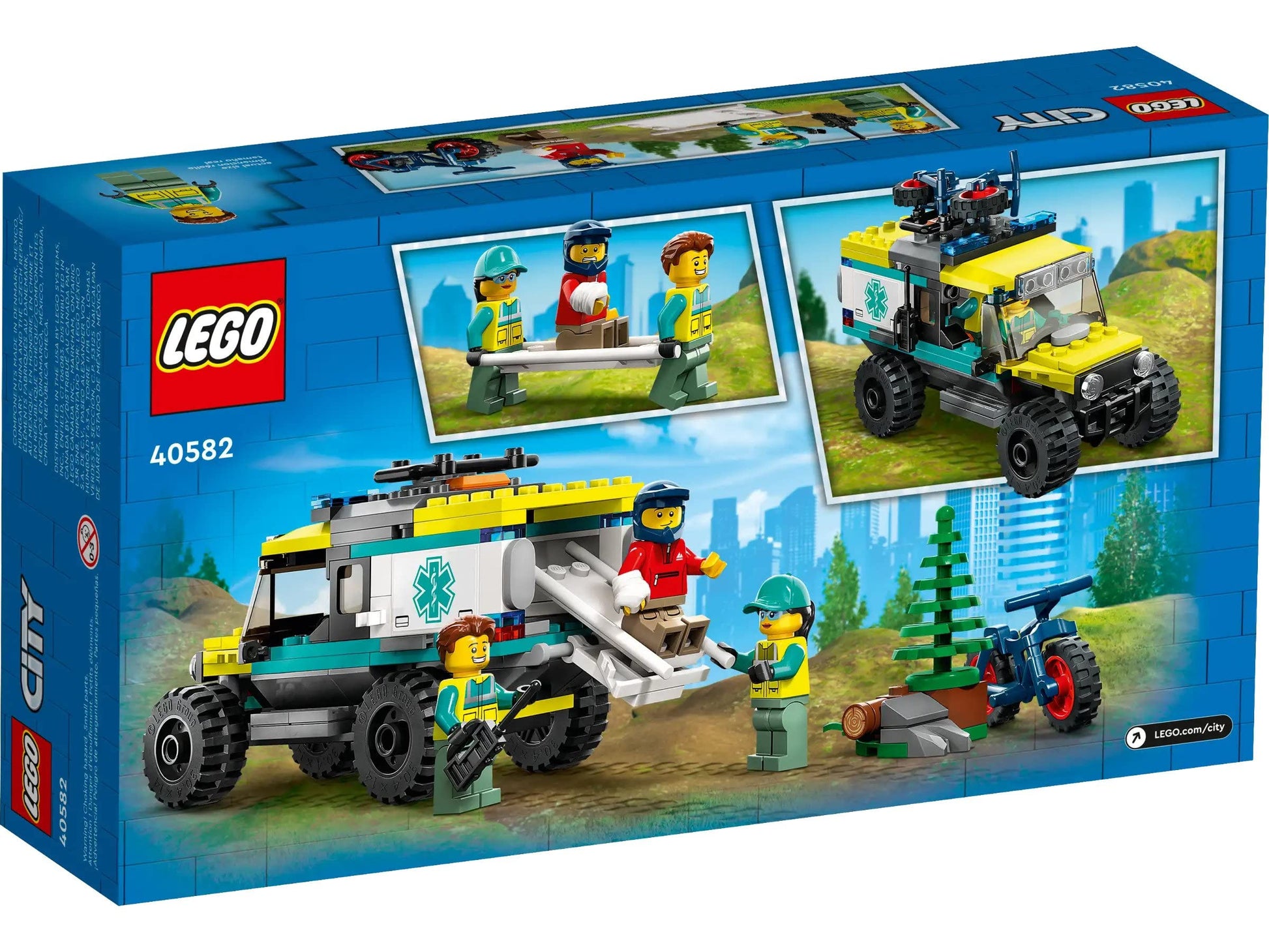 LEGO 40582 City 4x4 Off-Road Ambulance Rescue Limited Edition 2023 Set 6+ 162 Pieces with Cool Off-Road Vehicle and 3 Minfigures, Yellow Green and Red