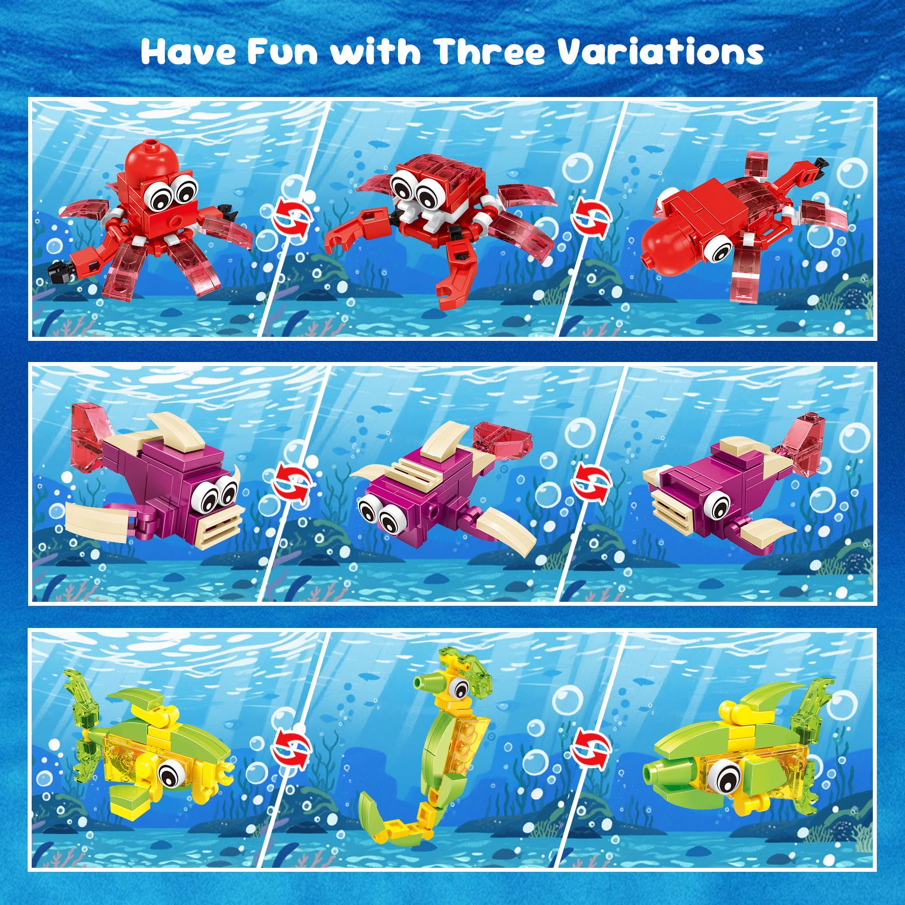 ZIYOSTAR 12 Packs 36 Kinds of Marine Animals Building Blocks Toy, DIY Marine Animals Building Blocks Sets for Classroom Prizes Toy,Birthday Favors