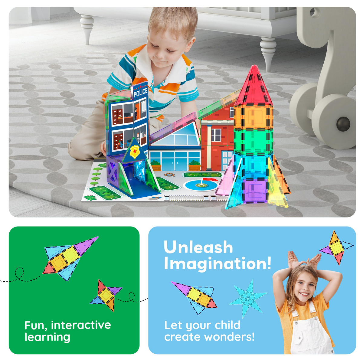 PicassoTiles Magnetic Building Block Rocket Booster Theme Set Magnet Construction Toy Educational Kit Engineering STEM Learning Playset Child Brain