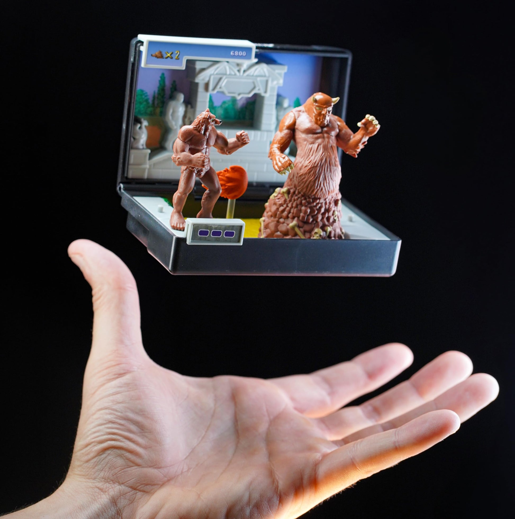 Console Heroes Altered Beast Retro Collectible Diorama - Mini Werewolf & Aggar Figures with Graveyard Boss Scene - SEGA Genesis Cartridge Collectible