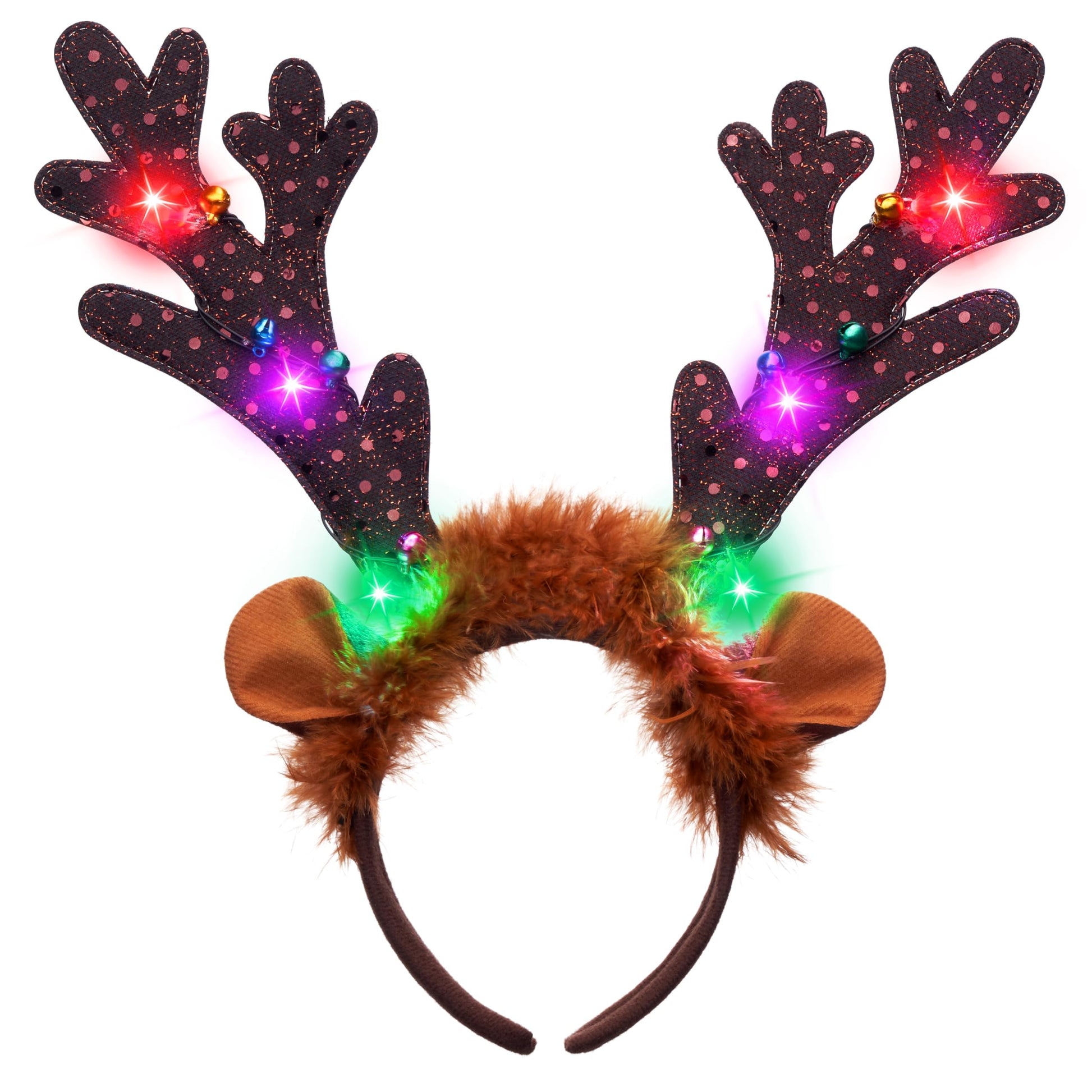 JOYIN Christmas 2PCS Light Up Cute Reindeer Headband Adult Party Favor Supplies, Xmas Accessories for Christmas Holiday Parties, Annual Holiday
