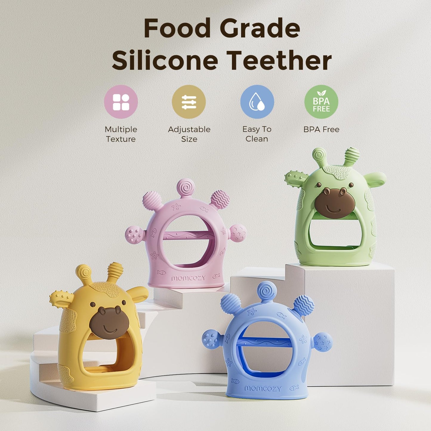 Momcozy Baby Teether Toys | Baby Teething Toys | Baby Teething Relief | Food Grade Silicone Teether Baby Toys | Baby Teether 0-6 Months | Teething Toy