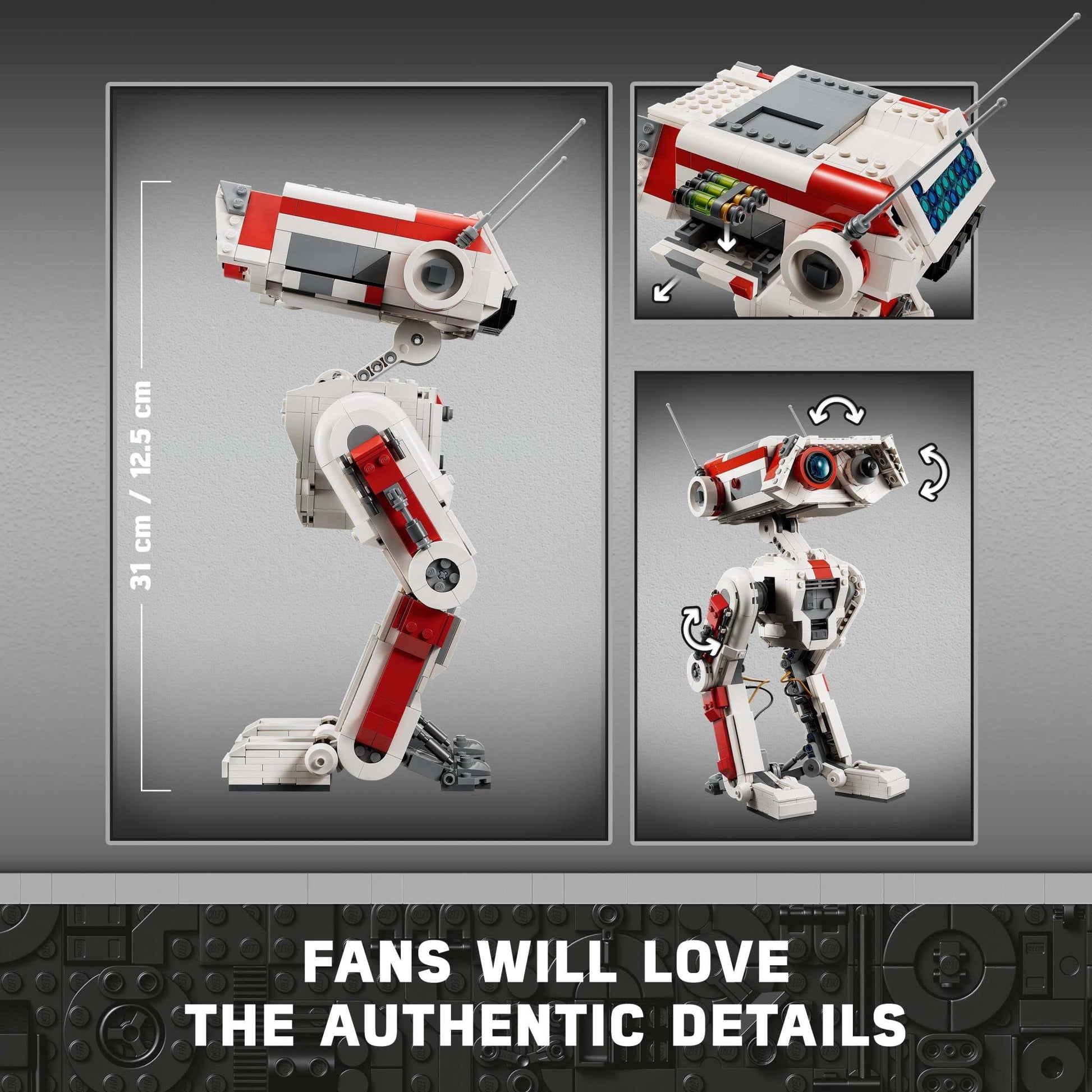 LEGO Star Wars BD-1 75335 Posable Droid Figure Model Building Kit, Room Decoration, Memorabilia Gift Idea for Teenagers from The Jedi: Survivor Video