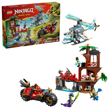LEGO NINJAGO Ninja Vehicle Tree House Battle Building Toy for Boys, Girls, & Kids, Ages 7+ - Ninja Playset W/5 Minifigures, Motorcycle & Helicopter