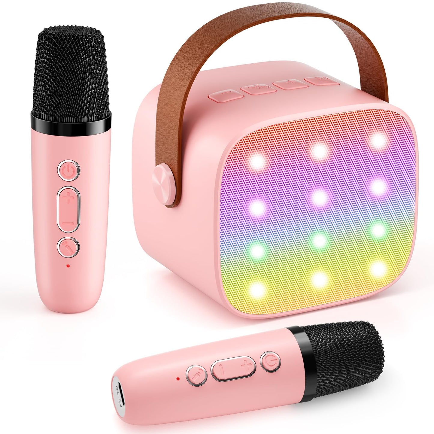 Mini Karaoke Machine with 2 Wireless Microphones, 2026 TOP Kids Portable Bluetooth Karaoke Machine for 3, 4, 5, 6, 7, 8, 9,10,11,12+Year Old