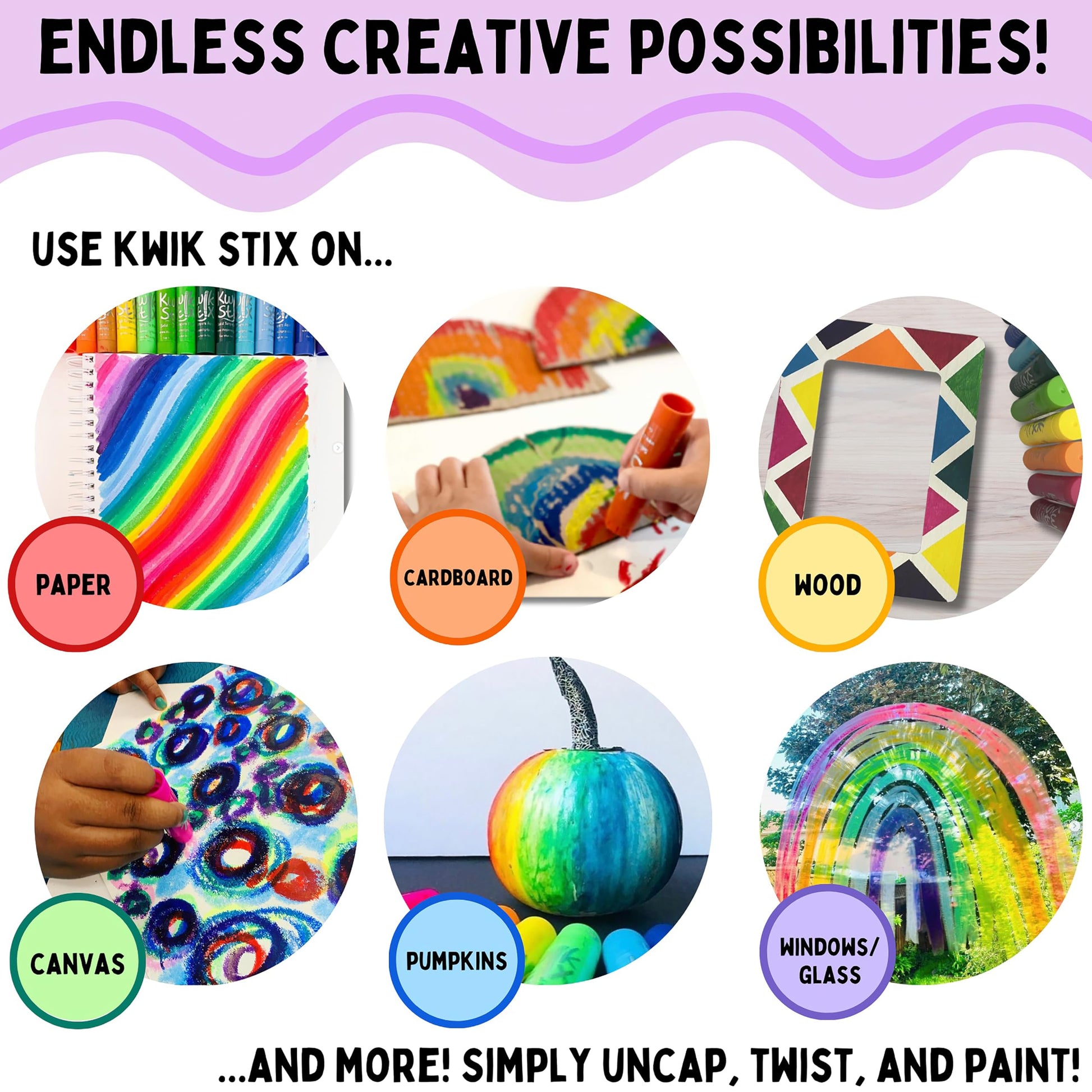 The Pencil Grip Kwik Stix NEON Solid Tempera Paint, Super Quick Drying, 6 Pack (TPG-610)