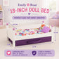 Emily Rose 18 Inch White Stackable Doll Bed with 4PC Bedding & Storage Bin