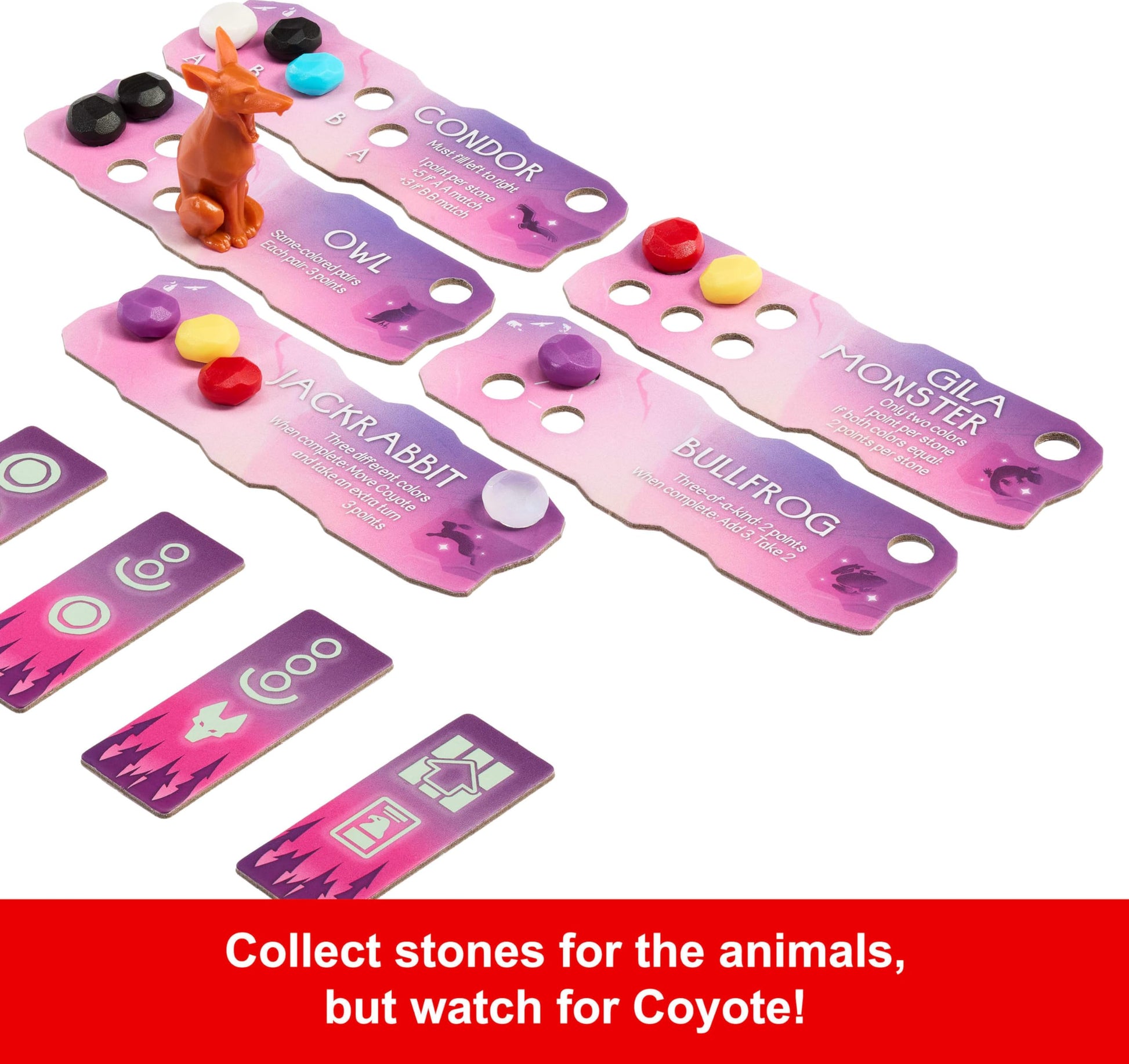 Mattel Games Spirits of the Wild: Awakening Relaxing, Light Strategy Board Game for 2 Players with Stones, Bowl and Coyote Figure