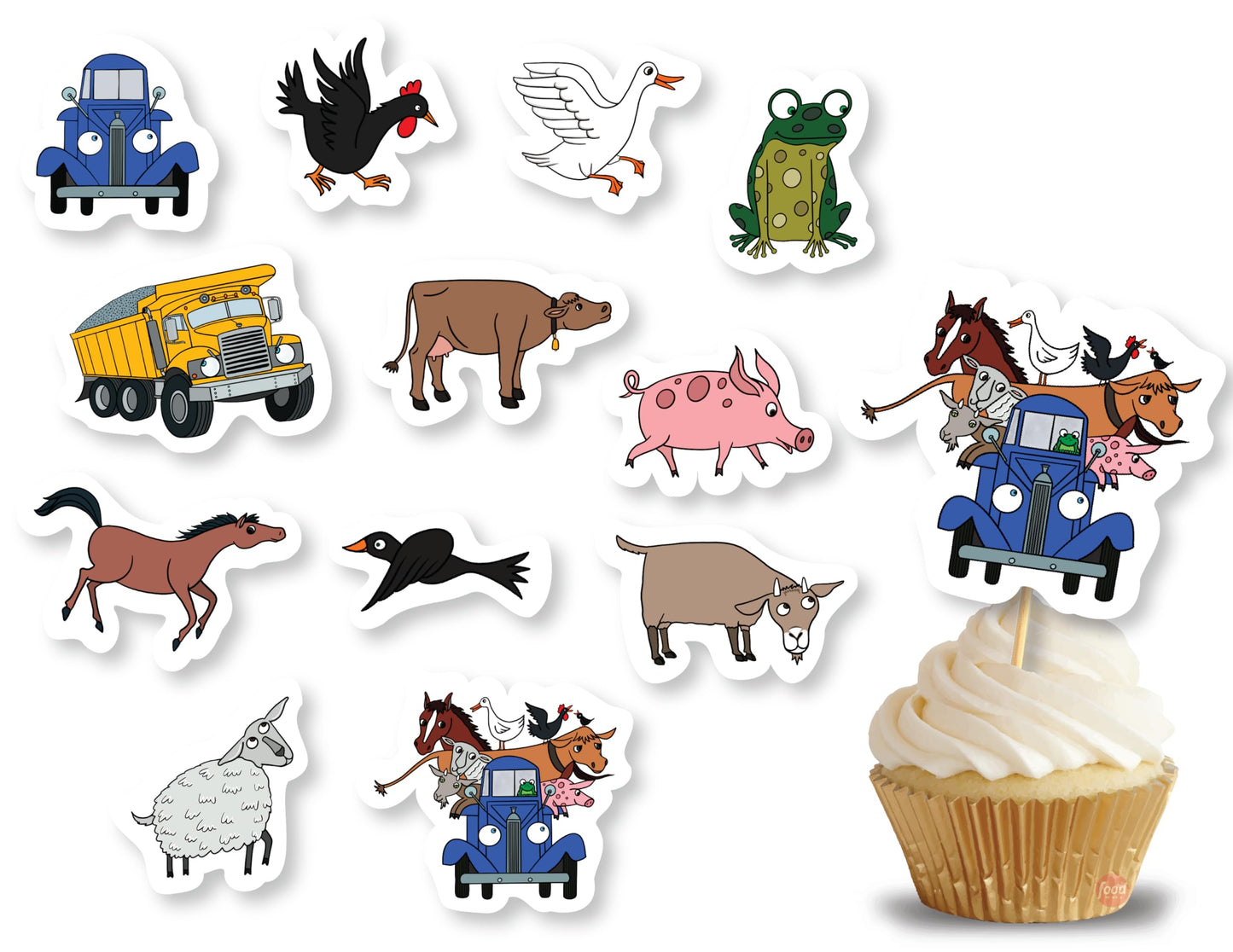Blue Truck Birthday Decorations Cake Cupcake Toppers Farm Animals 42 Pcs