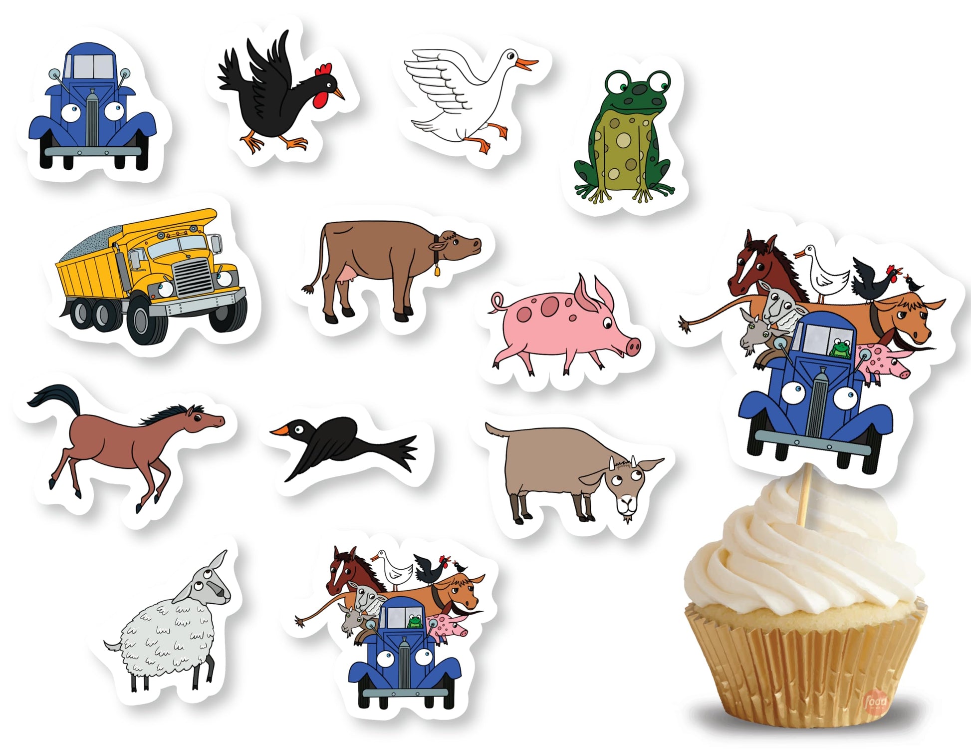 Blue Truck Birthday Decorations Cake Cupcake Toppers Farm Animals 42 Pcs