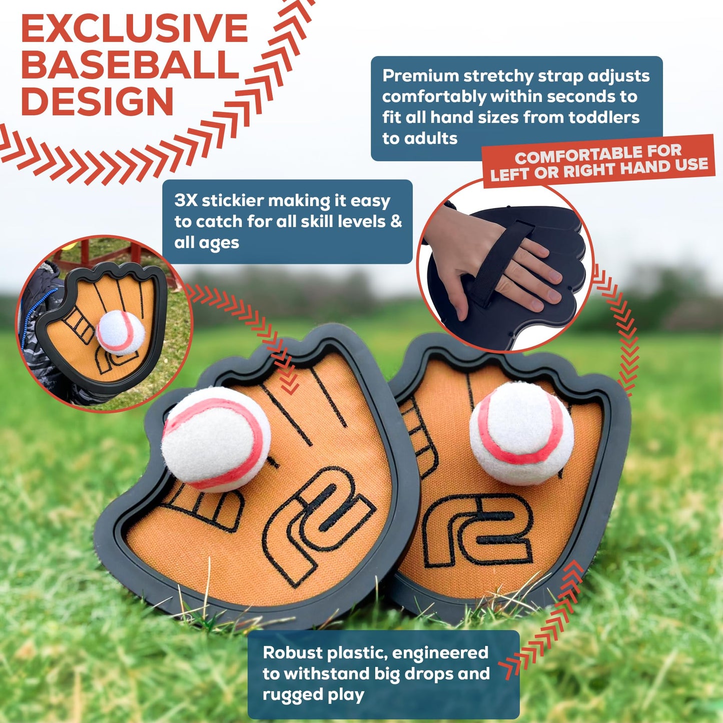 Toss and Catch Ball Set: Fun Summer Gifts for Boys - Best Summer Outdoor Gifts for 3 4 5 6 7 8 9 10 + Year Old Boys - Baseball Birthday Gift Idea Toys