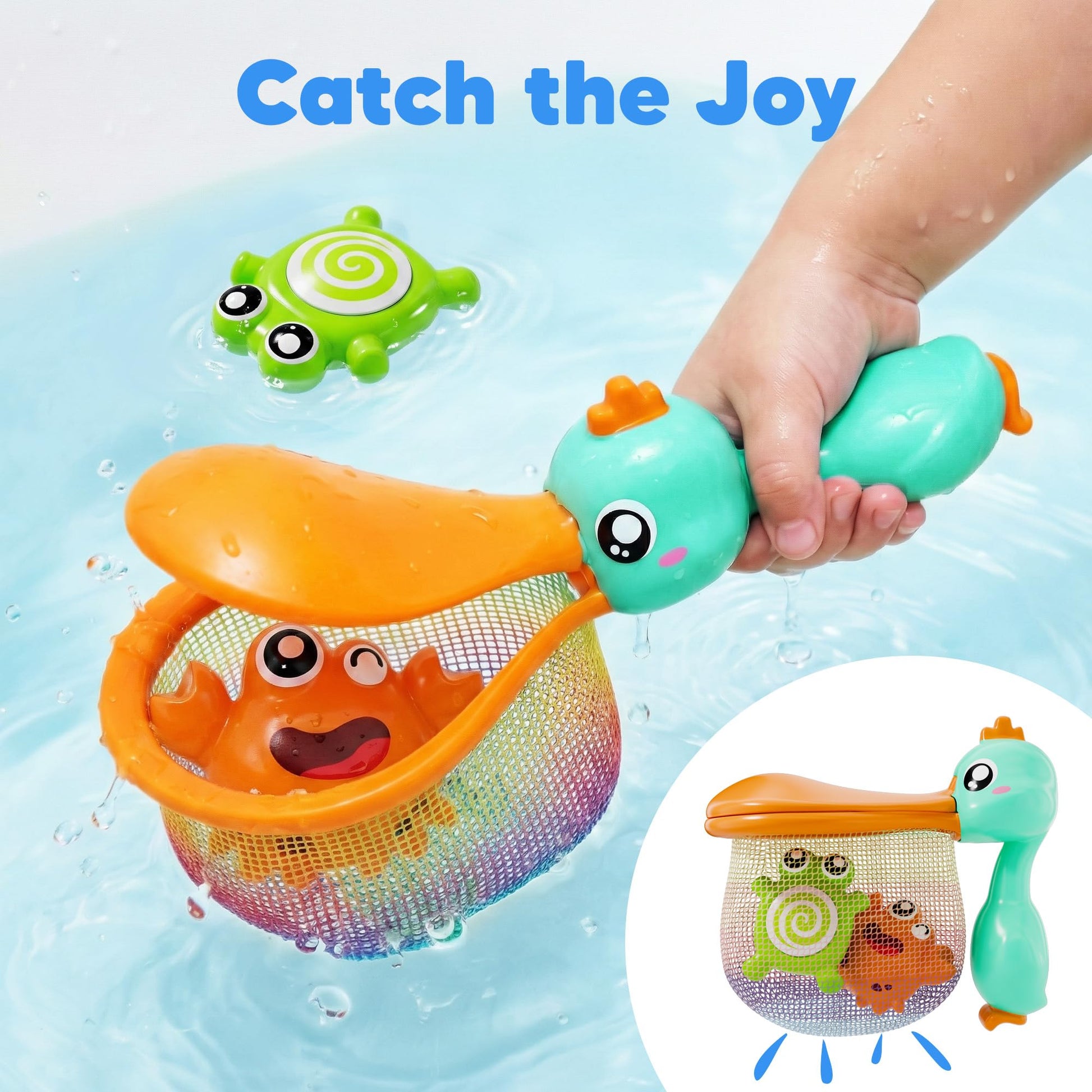 iPlay, iLearn Baby Fishing Bath Toy, Toddler Bathtub Magnetic Fishing Game W/Pole Net Fish Water Squirt Animal, Kid Shower Bathtime for Pool Play
