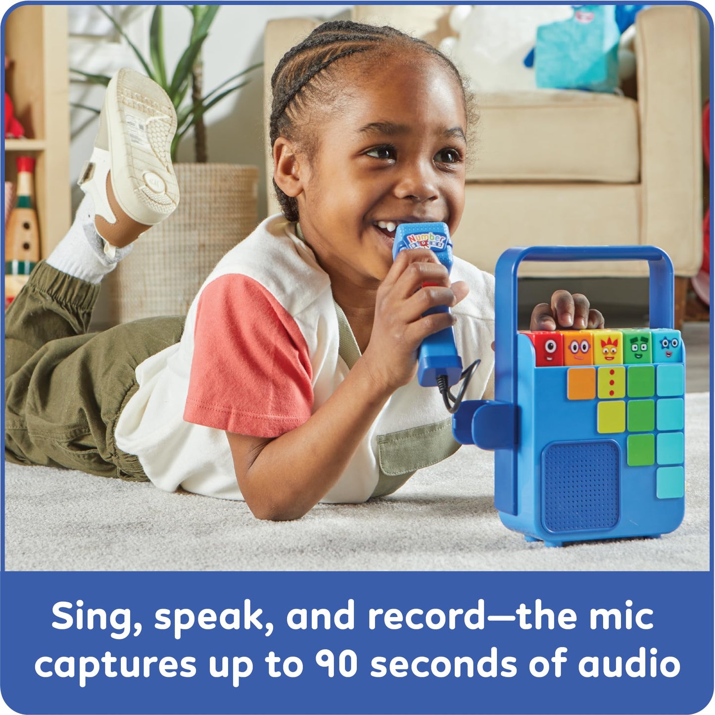 hand2mind Numberblocks Sing and Record Music Player, Kids Karaoke Microphone, Musical Toys, Toddler Boombox, Counting Toys, Preschool Math Learning