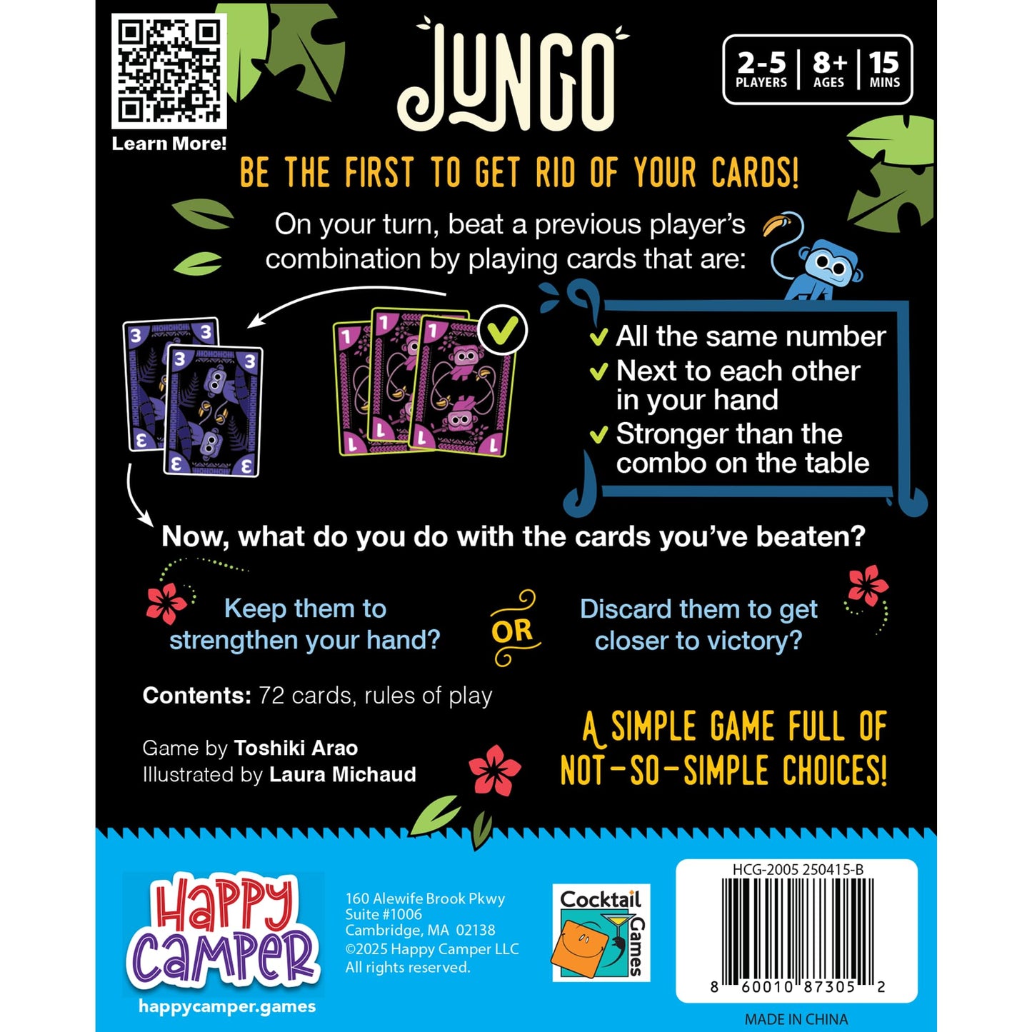 Happy Camper - Jungo | A Simple Card Game of Not-so-Simple Choices | Perfect for Travel, Camping, Family Game Night | 2-5 Players | Ages 8+