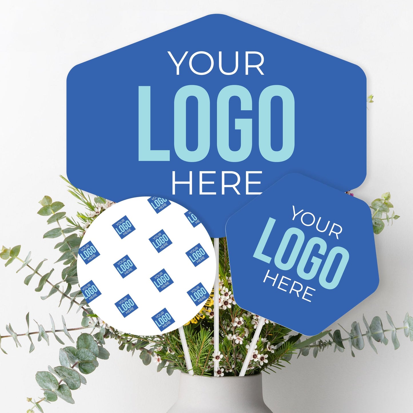 Big Dot of Happiness Custom Logo Table Toppers - Personalized Branded Business Party Centerpiece Sticks - Set of 15