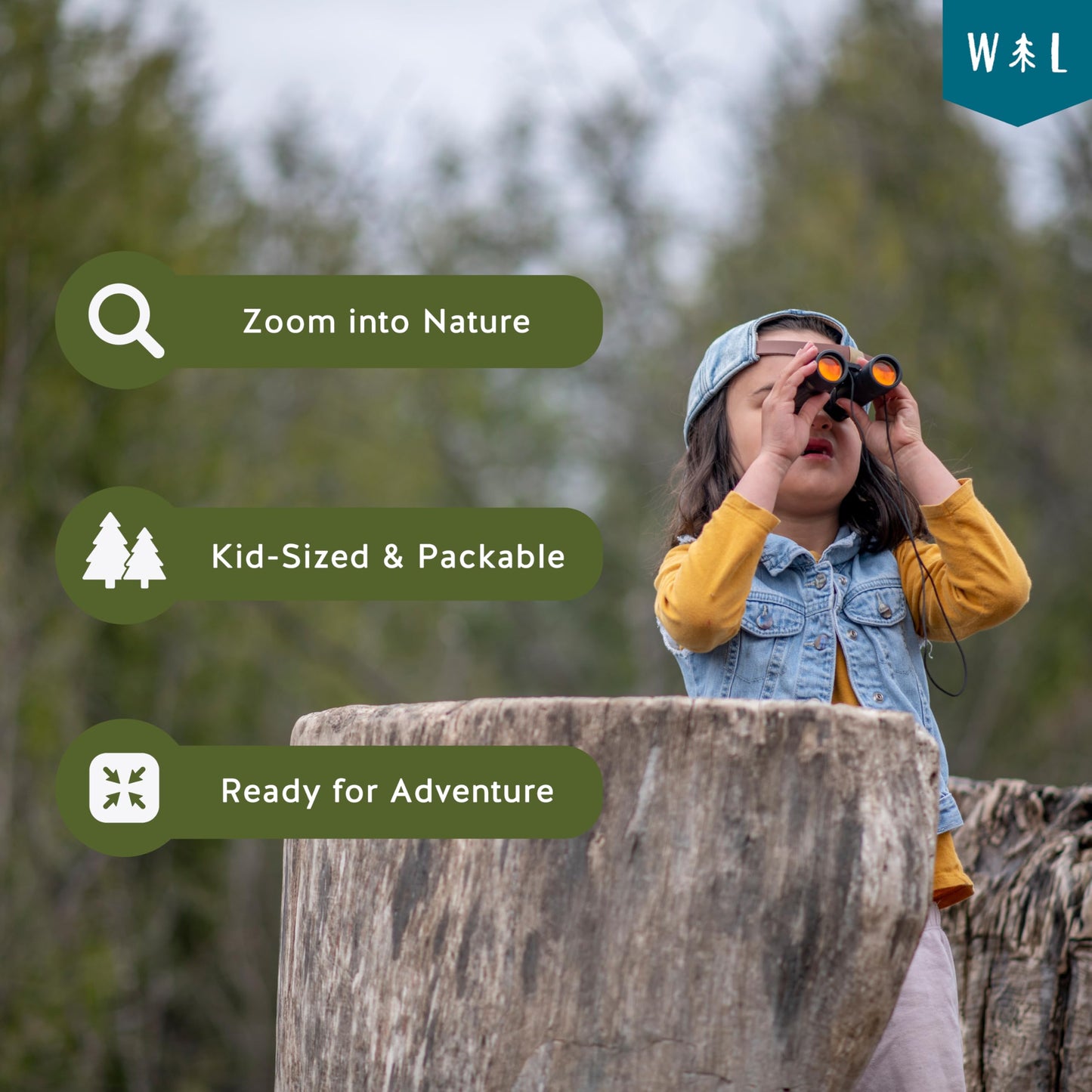 Wild Life Outdoor Adventures Compact Binoculars 10x25 for Kids & Beginners