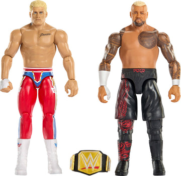 Mattel WWE Main Event Showdown Action Figures 2-Pack with Accessory, Series #24 Cody Rhodes vs Solo Sikoa Collectible Set, 6-inch
