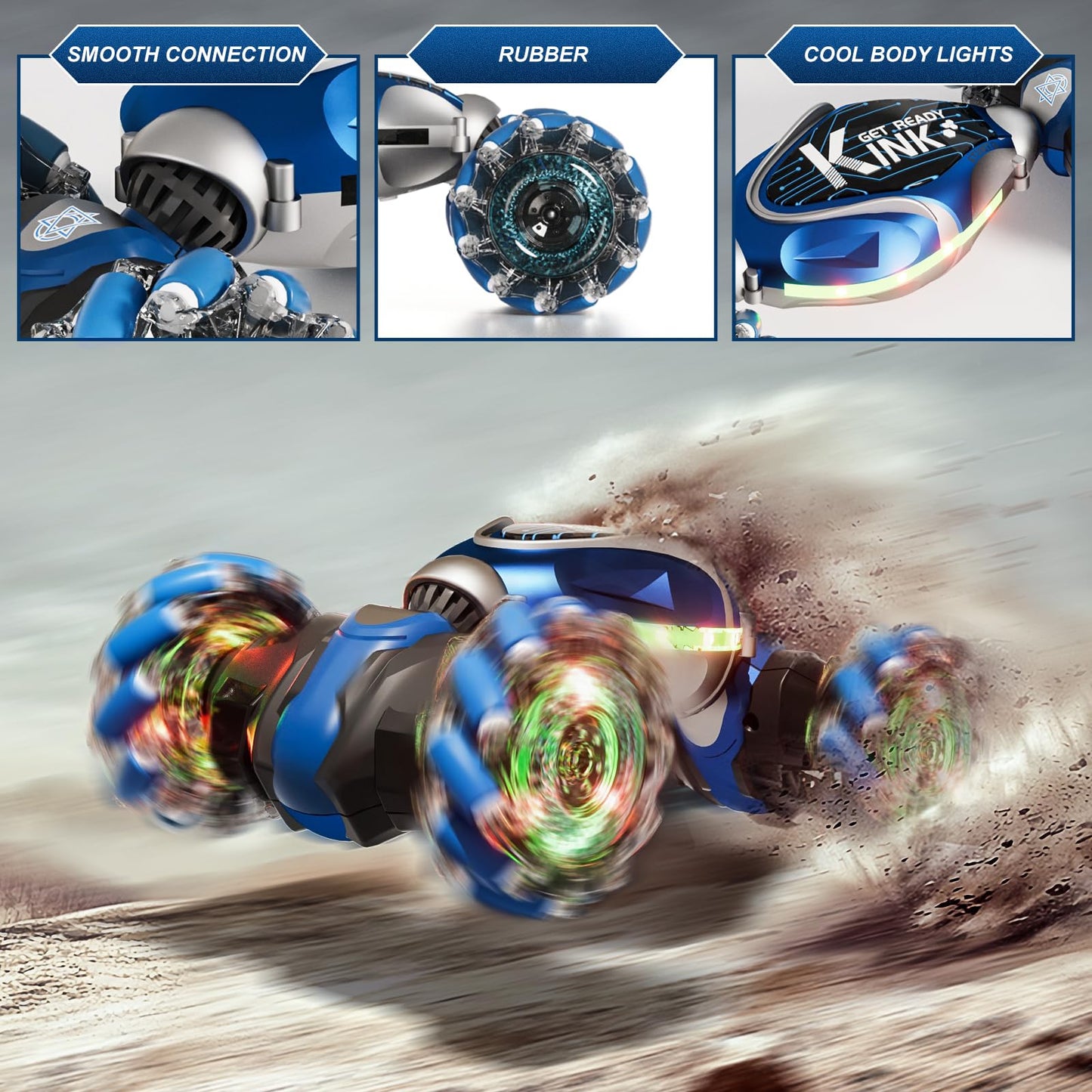 Resosese RC Stunt Cars Remote Control Car Double-Sided Driving 360° Flips Rotating Car Toy All Terrain Off-Road car,4WD Gesture Sensing Rc Cars