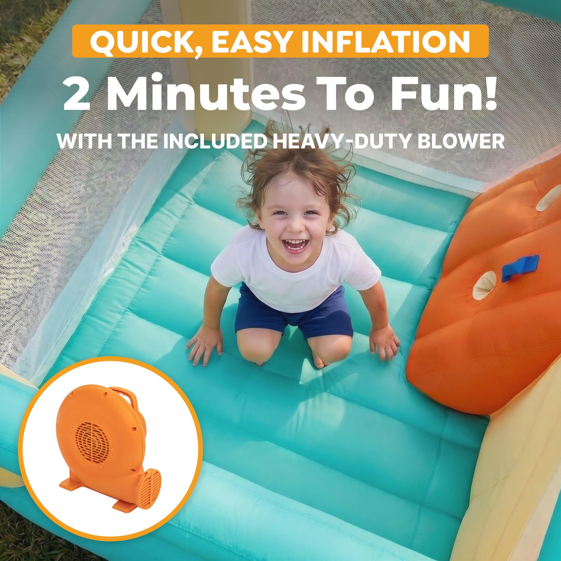 H2OGO! Slidetastic Kids Inflatable Bounce House with Slide & Blower, Pastel