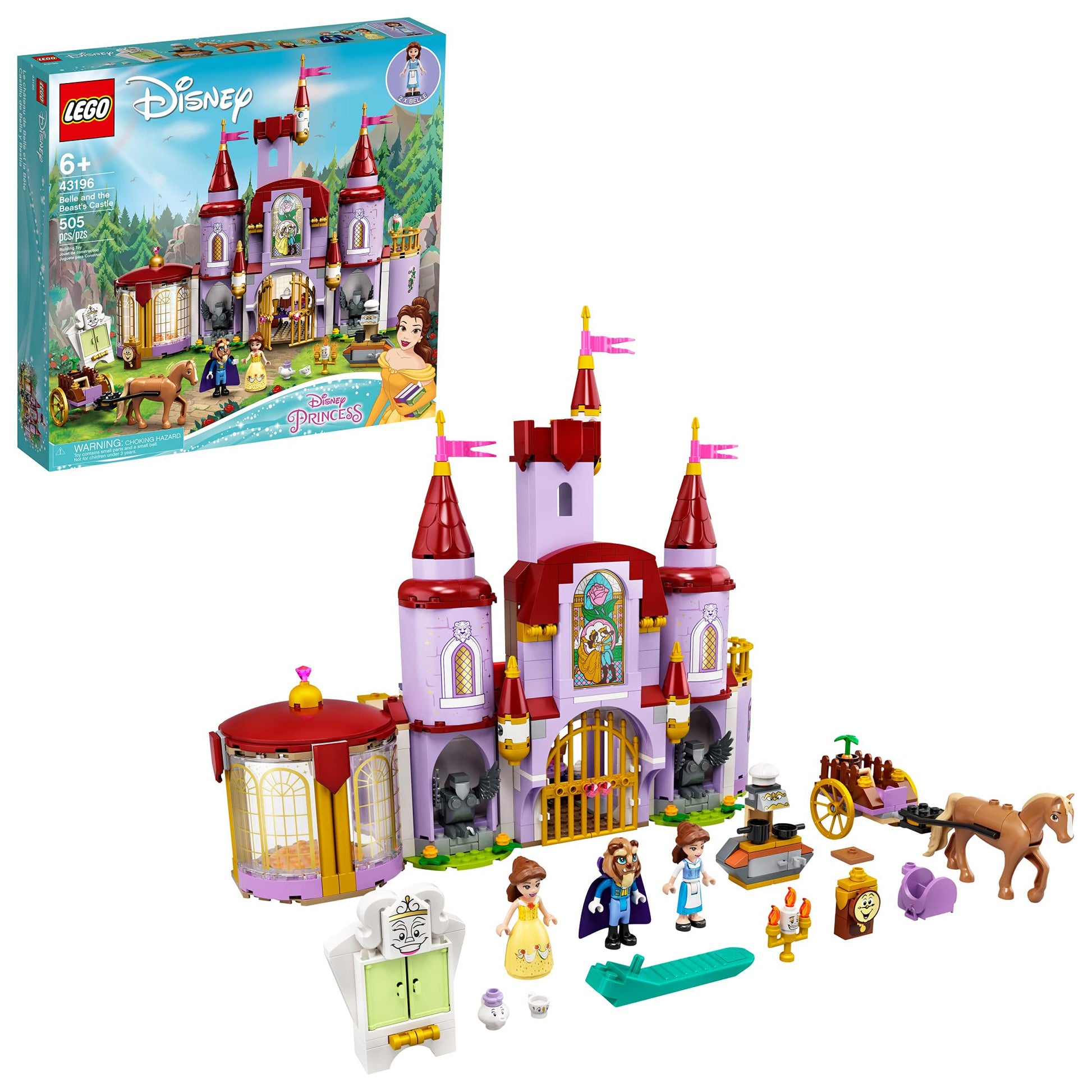 LEGO Disney Belle and The Beast’s Castle Building Toy 43196 Pretend Play Building Kit from The Beauty and The Beast Movie with Horse Toy, Disney