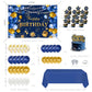 Blue and Gold Happy Birthday Decorations for Men,Birthday Banner, 70pcs Balloons, Backdrop,Balloon Arch Supplies for Boy
