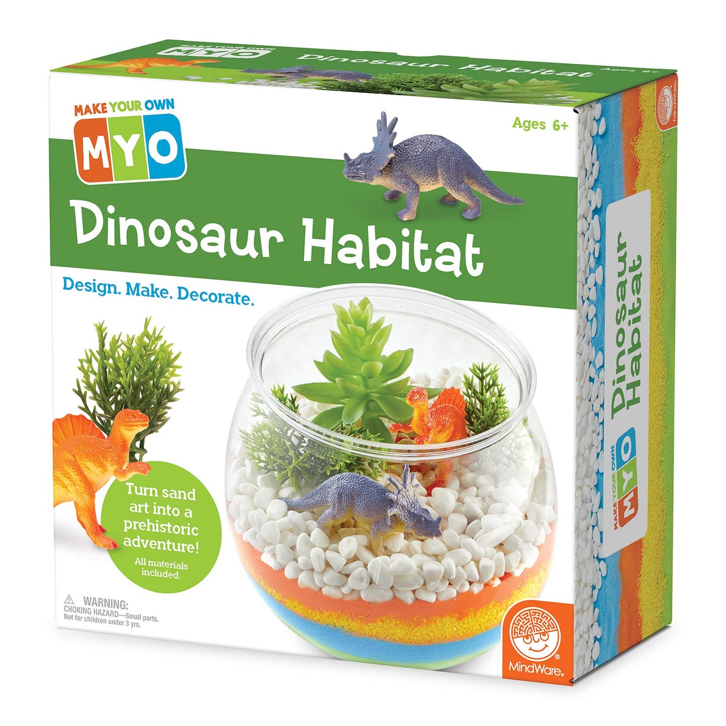 MindWare Make Your Own Dinosaur Habitat - Fun & usable DIY Dino Crafts for Boys, Girls & Teens - Make a Sand-Art Dinosaur Habitat with All Pieces