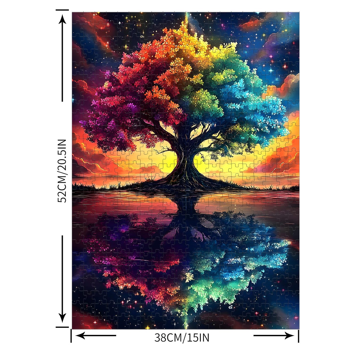 Puzzles for Adults 500 Pieces, Tree of Life Jigsaw Puzzles - Starlit Rainbow Tree, Impossible Starry Night Puzzle for Seniors Families,20.47x14.96