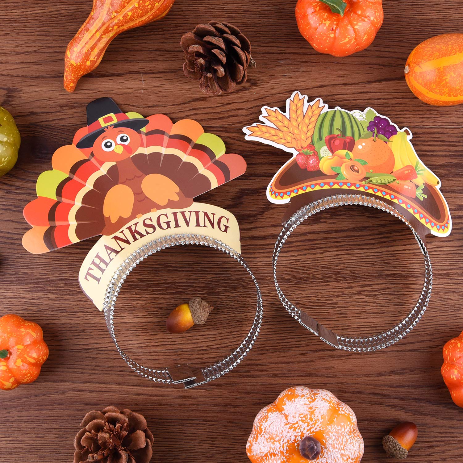 ASTARON 12 Pieces Thanksgiving Headbands for Thanksgiving Decorations, Thanksgiving Turkey Headbands for Thanksgiving Dinner Decor Thanksgiving Party