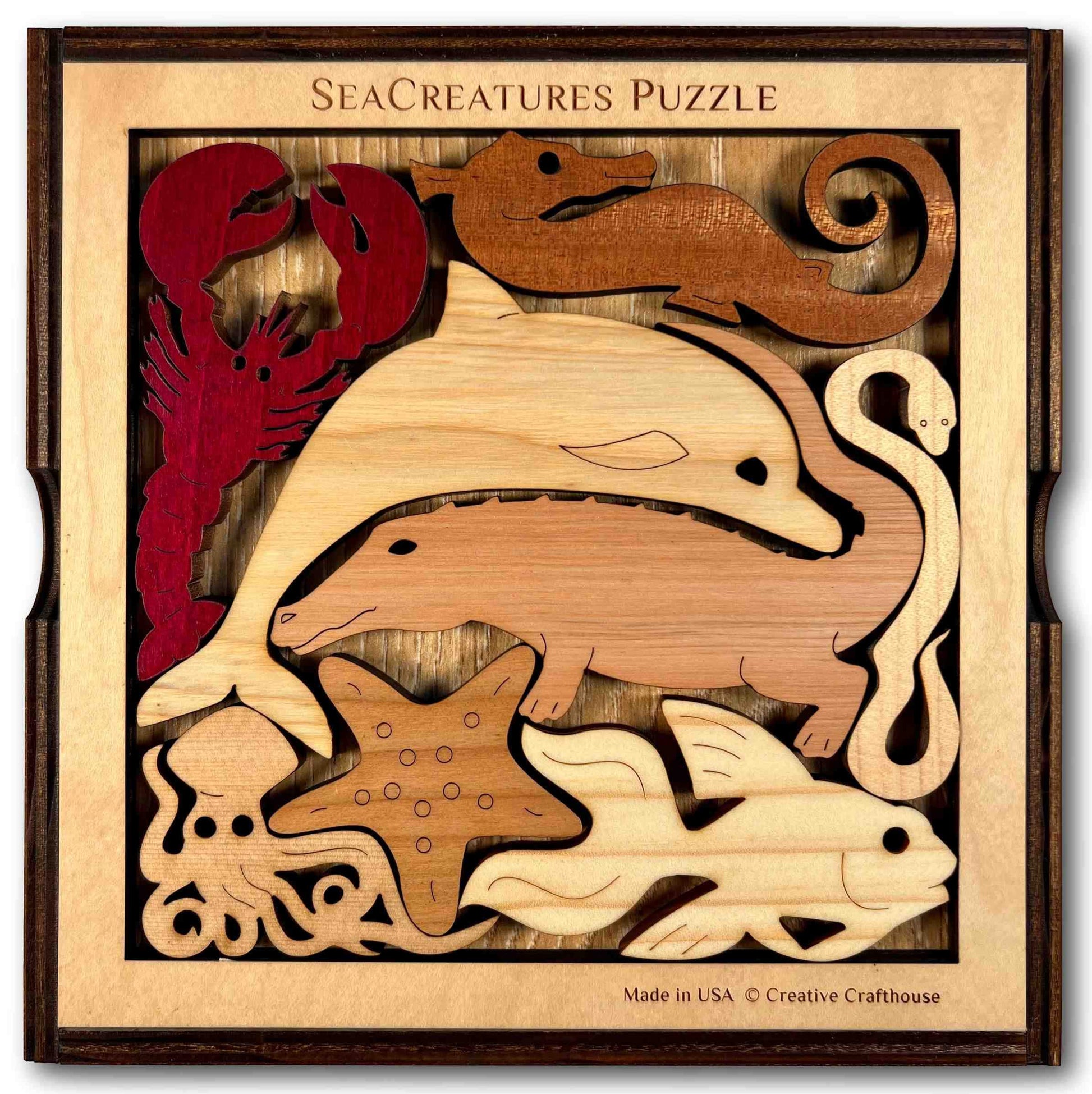 Sea Creatures an Aquatic Adventure of a Wood Puzzle and Brain Teaser