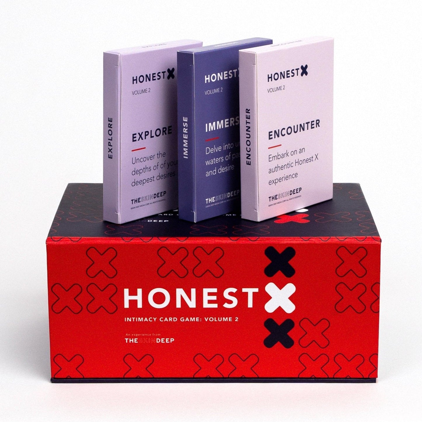 The Skin Deep Honest X Intimacy Card Game (3 Decks) - Couples Games for Adults to Explore Intimate Relationship Questions - Spicy Conversation Cards