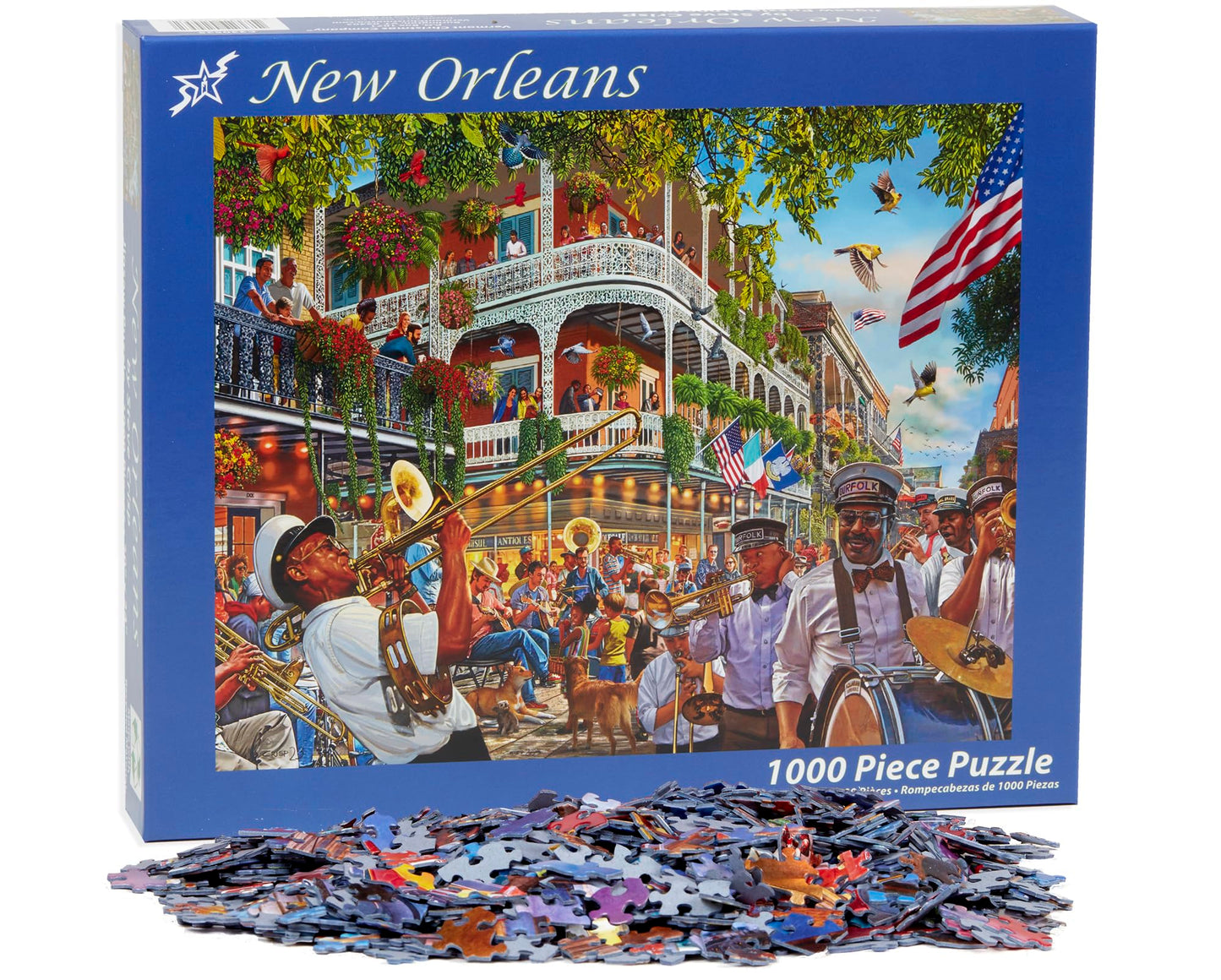 Vermont Christmas Company New Orleans Jigsaw Puzzle 1000 Piece - Fully Interlocking and Randomly Shaped Pieces - Large Size 30" x 24"