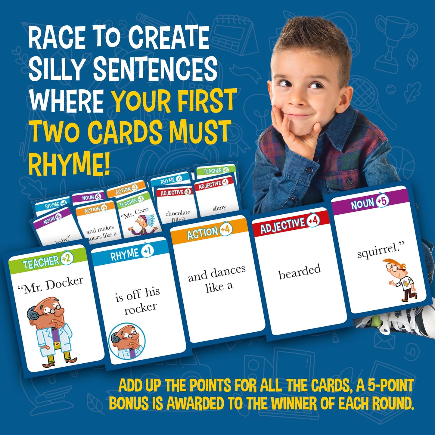 My Weird School Game Miss Bernard Is A Wild Card, Funny Educational Card Game for Kids and Family, Silly Sentence Building Game