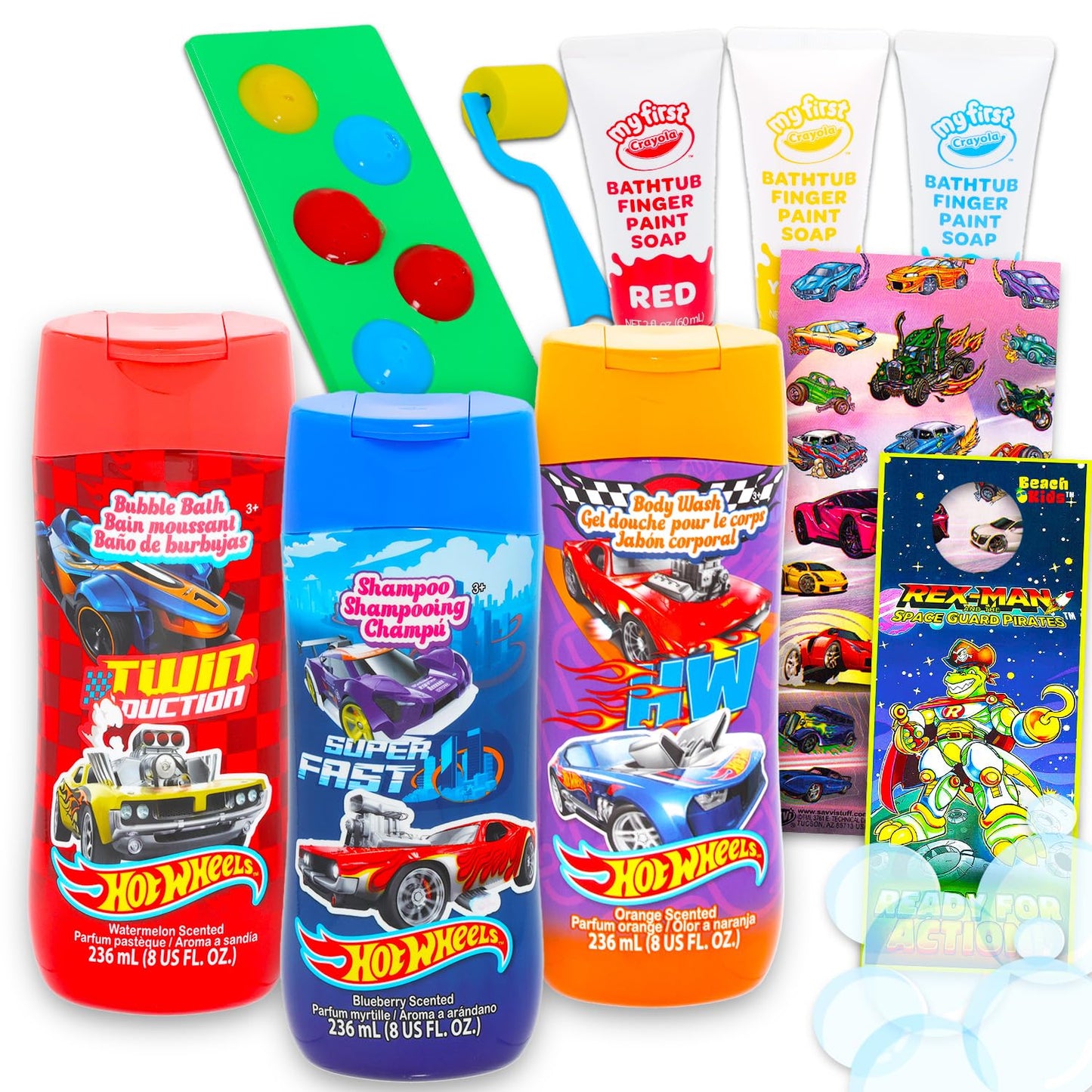 Ultimate Hot Wheels Bathroom Set - Bundle with Shampoo, Body Wash, Bubble Bath, Paint, Stickers, More | Hot Wheels Bath and Shower Supplies Kit