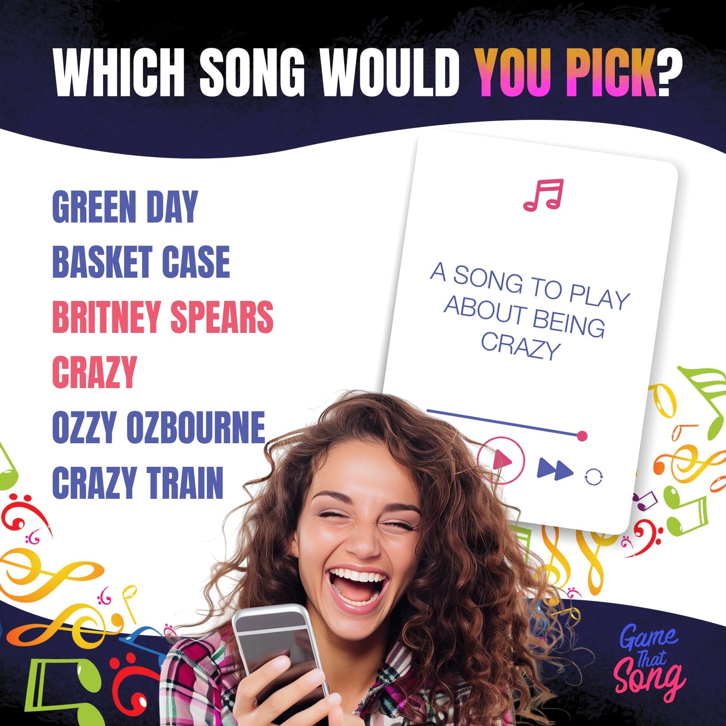 Game That Song - Music Party Game for Adults & Families | Card Game for Game Night | Compete to Play the Best Song | 3-6 Players or Groups