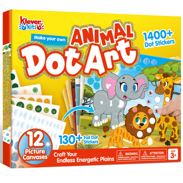 Klever Kits Dot Art Kit for Kids, No Mess Sticker for Toddlers 3-7, Craft Kits, DIY Creative Activity, Travel Toy, Birthday Gifts for Boys Girls